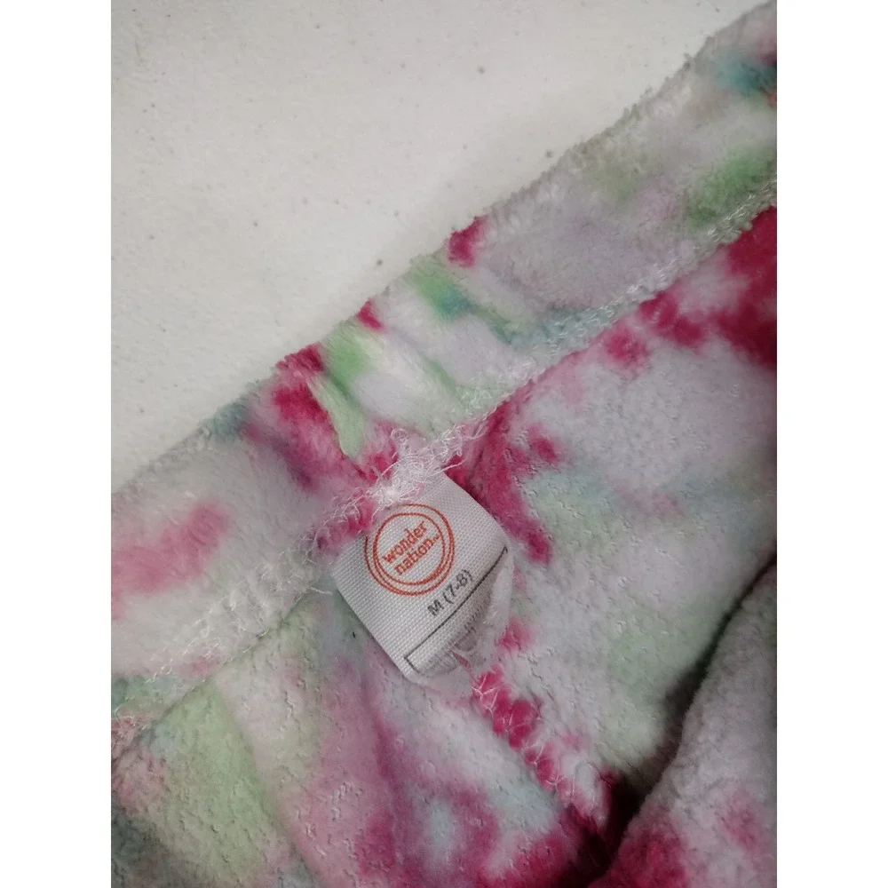 Wonder Nation Girls Koality Time Pink Tie Dye Fleece Pajama Set Size M 7-8